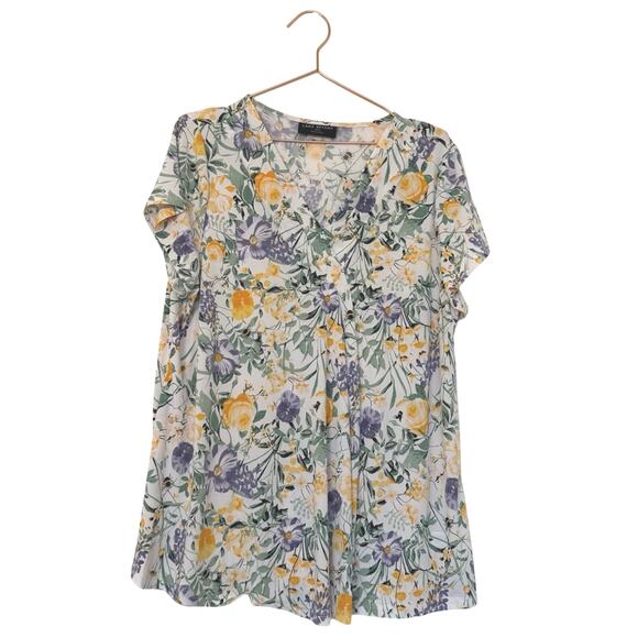Lane Bryant Tops - Lane Bryant Yellow and Purple Floral Top